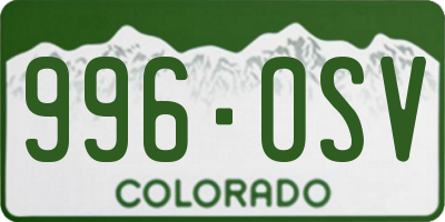 CO license plate 996OSV