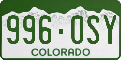 CO license plate 996OSY