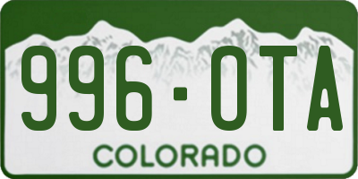 CO license plate 996OTA
