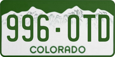 CO license plate 996OTD