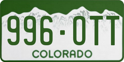 CO license plate 996OTT