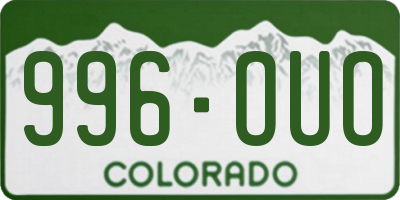 CO license plate 996OUO