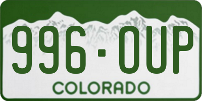 CO license plate 996OUP