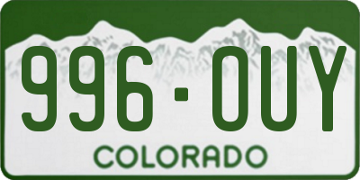 CO license plate 996OUY