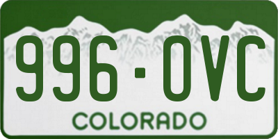 CO license plate 996OVC