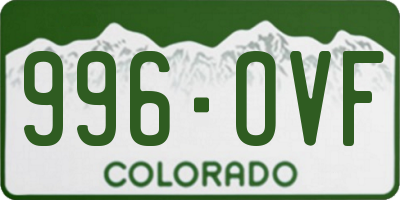 CO license plate 996OVF