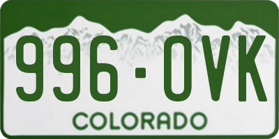 CO license plate 996OVK