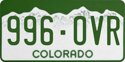 CO license plate 996OVR