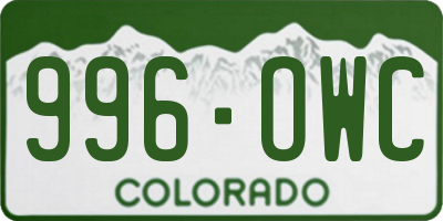 CO license plate 996OWC