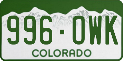 CO license plate 996OWK