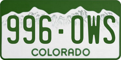 CO license plate 996OWS