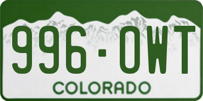 CO license plate 996OWT