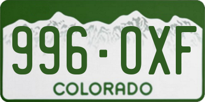 CO license plate 996OXF