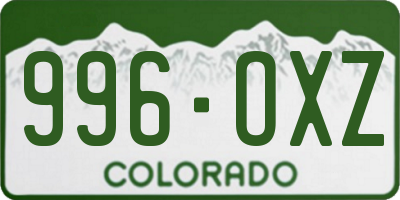 CO license plate 996OXZ