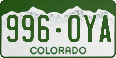 CO license plate 996OYA
