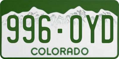 CO license plate 996OYD