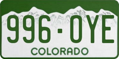 CO license plate 996OYE