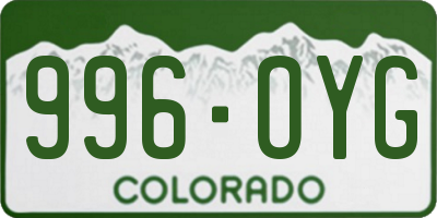 CO license plate 996OYG