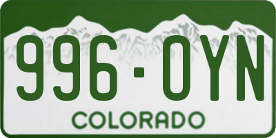 CO license plate 996OYN