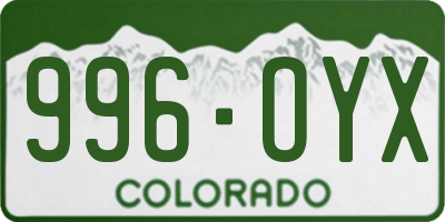 CO license plate 996OYX