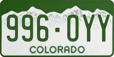 CO license plate 996OYY