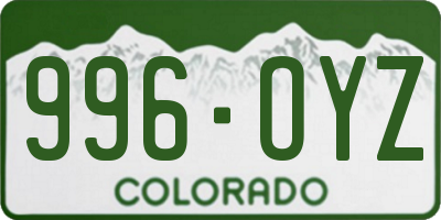 CO license plate 996OYZ