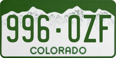 CO license plate 996OZF