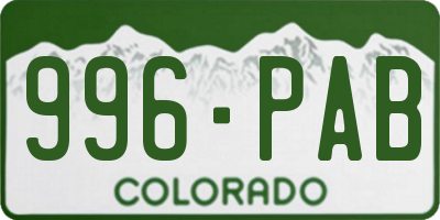CO license plate 996PAB
