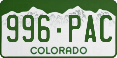 CO license plate 996PAC