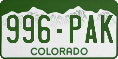 CO license plate 996PAK