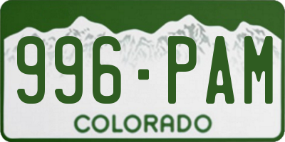 CO license plate 996PAM
