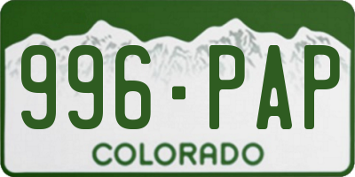 CO license plate 996PAP