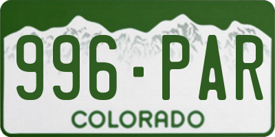 CO license plate 996PAR