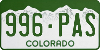 CO license plate 996PAS