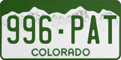 CO license plate 996PAT