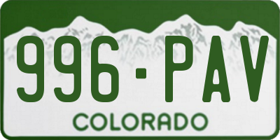CO license plate 996PAV