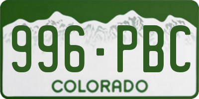 CO license plate 996PBC
