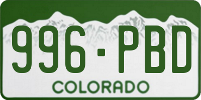 CO license plate 996PBD