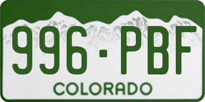 CO license plate 996PBF