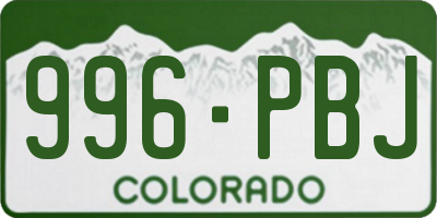 CO license plate 996PBJ