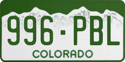 CO license plate 996PBL