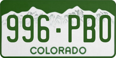 CO license plate 996PBO