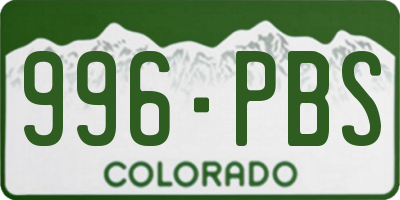 CO license plate 996PBS