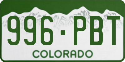 CO license plate 996PBT