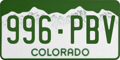 CO license plate 996PBV