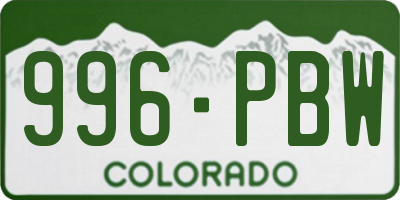 CO license plate 996PBW