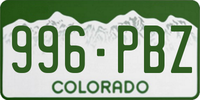 CO license plate 996PBZ
