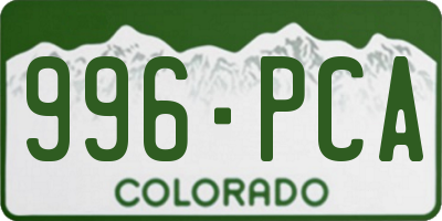 CO license plate 996PCA