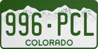 CO license plate 996PCL