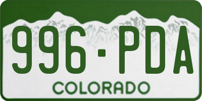 CO license plate 996PDA